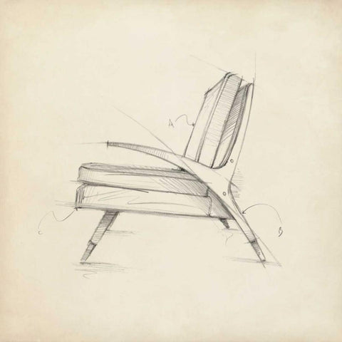 Mid Century Furniture Design II Black Ornate Wood Framed Art Print with Double Matting by Harper, Ethan