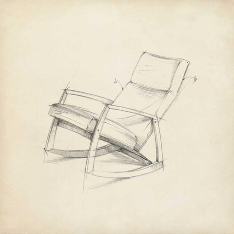 Mid Century Furniture Design IV Black Ornate Wood Framed Art Print with Double Matting by Harper, Ethan