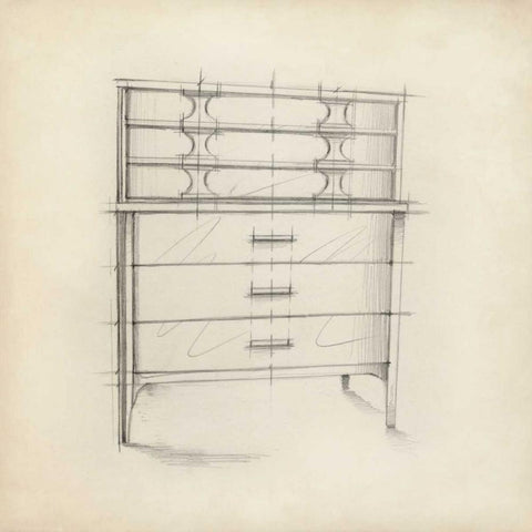 Mid Century Furniture Design VII Black Modern Wood Framed Art Print with Double Matting by Harper, Ethan