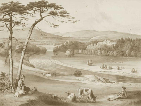 Abbotsford White Modern Wood Framed Art Print with Double Matting by Harding, J.D.