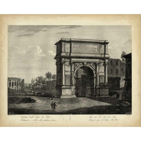 Arco di Tito Gold Ornate Wood Framed Art Print with Double Matting by Parboni, Pietro