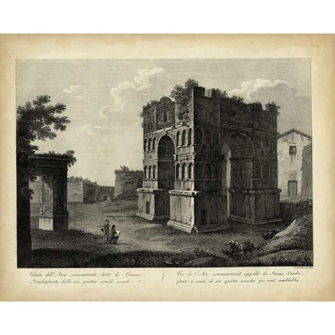 Arco di Giano Quadrifonte Gold Ornate Wood Framed Art Print with Double Matting by Parboni, Pietro