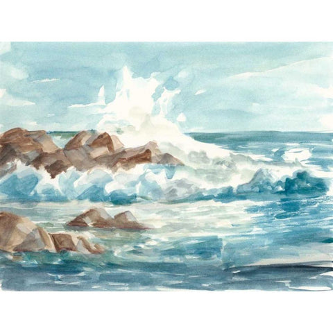 Coastal Watercolor I Black Modern Wood Framed Art Print with Double Matting by Harper, Ethan