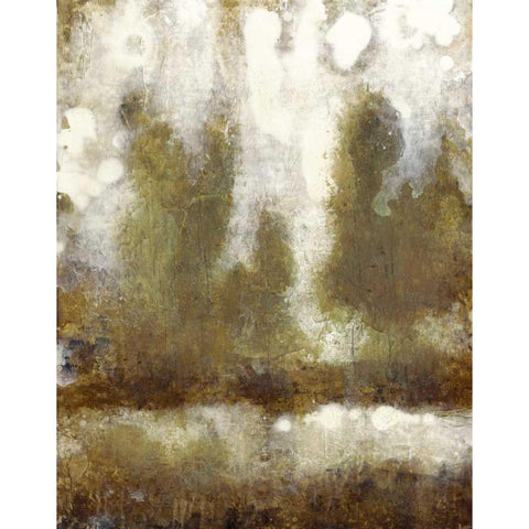 Gilded Tree Silhouette I Black Modern Wood Framed Art Print with Double Matting by OToole, Tim