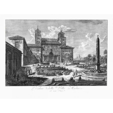 Veduta della Villa Medici Black Modern Wood Framed Art Print by Piranesi