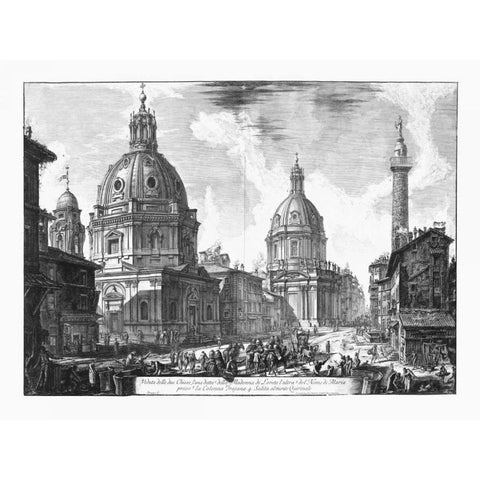 Veduta della du Chiese della Madonna Gold Ornate Wood Framed Art Print with Double Matting by Piranesi