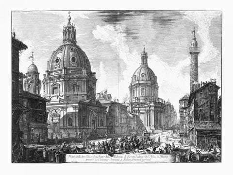 Veduta della du Chiese della Madonna White Modern Wood Framed Art Print with Double Matting by Piranesi