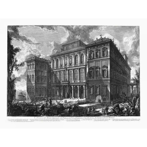 Veduta sul Monte Quirinale White Modern Wood Framed Art Print by Piranesi