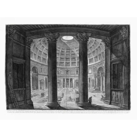 Veduta interna del Pantheon White Modern Wood Framed Art Print by Piranesi