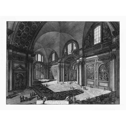 Veduta interna della Chiesa della Madonna White Modern Wood Framed Art Print by Piranesi