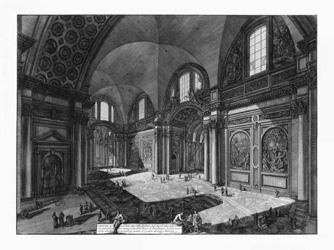 Veduta interna della Chiesa della Madonna Black Ornate Wood Framed Art Print with Double Matting by Piranesi