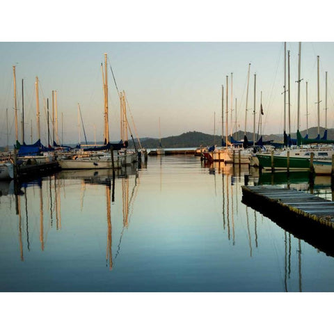Marina Sundown II Gold Ornate Wood Framed Art Print with Double Matting by Head, Danny