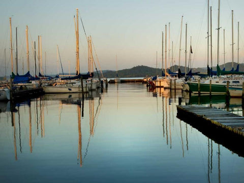 Marina Sundown II Black Ornate Wood Framed Art Print with Double Matting by Head, Danny