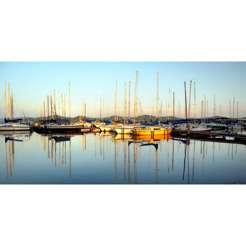 Marina Sundown III Black Modern Wood Framed Art Print with Double Matting by Head, Danny