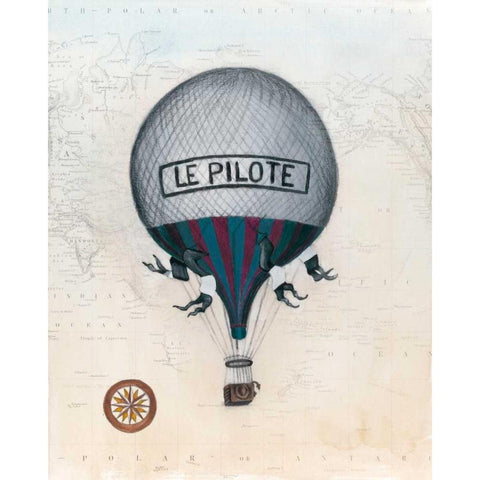 Vintage Hot Air Balloons II White Modern Wood Framed Art Print by McCavitt, Naomi