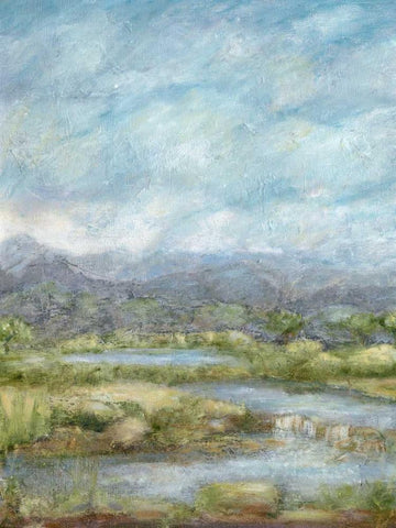 Green Pastures I White Modern Wood Framed Art Print with Double Matting by Crawford, Beverly