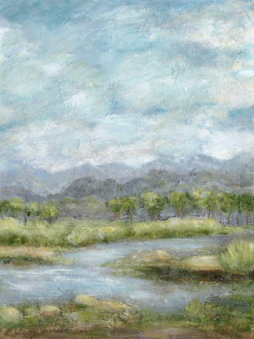 Green Pastures II White Modern Wood Framed Art Print with Double Matting by Crawford, Beverly