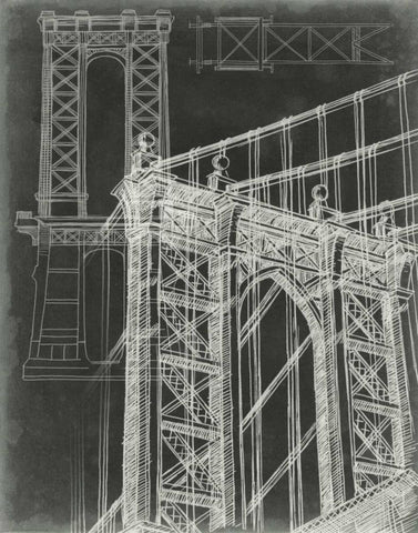 Iconic Blueprint I Black Ornate Wood Framed Art Print with Double Matting by Harper, Ethan