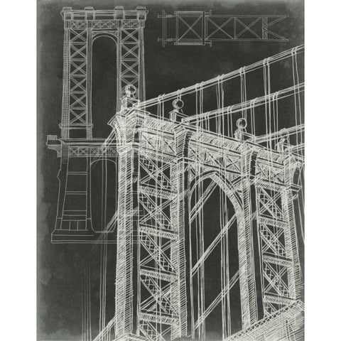 Iconic Blueprint I Black Modern Wood Framed Art Print by Harper, Ethan