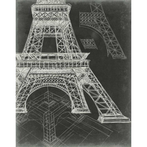 Iconic Blueprint II White Modern Wood Framed Art Print by Harper, Ethan