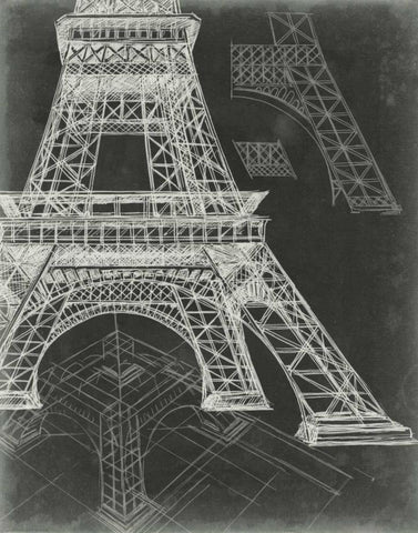 Iconic Blueprint II Black Ornate Wood Framed Art Print with Double Matting by Harper, Ethan