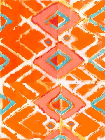 Orange Tribal I White Modern Wood Framed Art Print with Double Matting by Fuchs, Jodi