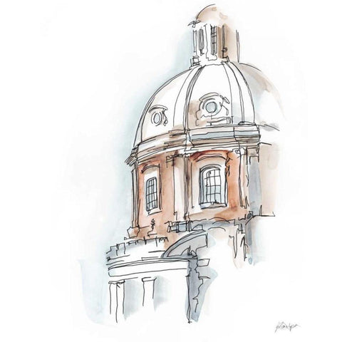 European Watercolor Sketches III Black Modern Wood Framed Art Print by Harper, Ethan