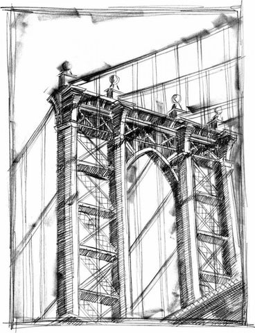 Graphic Architectural Study IV Black Ornate Wood Framed Art Print with Double Matting by Harper, Ethan