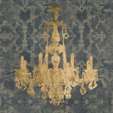 Gilt Chandelier II Black Ornate Wood Framed Art Print with Double Matting by Goldberger, Jennifer