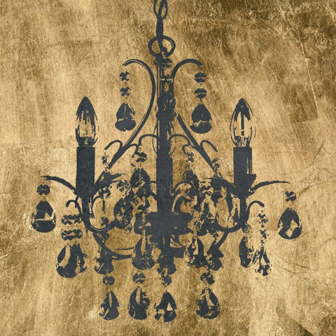 Gilt Chandelier V Black Ornate Wood Framed Art Print with Double Matting by Goldberger, Jennifer