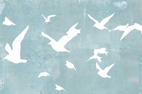 Silhouettes in Flight I White Modern Wood Framed Art Print with Double Matting by Goldberger, Jennifer