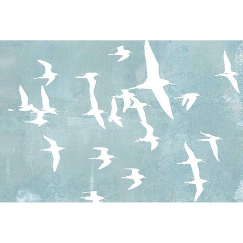 Silhouettes in Flight II White Modern Wood Framed Art Print by Goldberger, Jennifer