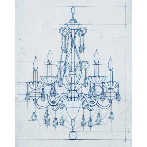 Chandelier Draft III Gold Ornate Wood Framed Art Print with Double Matting by Harper, Ethan