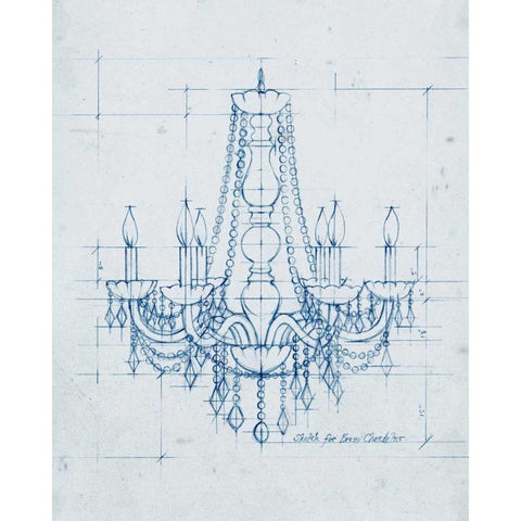 Chandelier Draft IV White Modern Wood Framed Art Print by Harper, Ethan