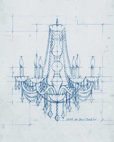 Chandelier Draft IV Black Ornate Wood Framed Art Print with Double Matting by Harper, Ethan