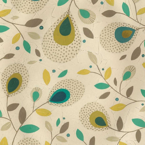 Peacock Blooms I White Modern Wood Framed Art Print by Vess, June Erica