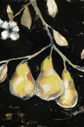 Fresh Pears I Black Ornate Wood Framed Art Print with Double Matting by Goldberger, Jennifer