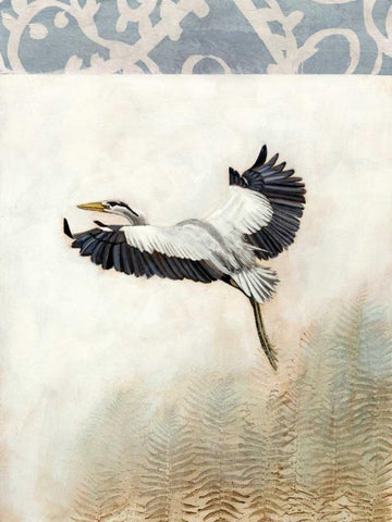 Waterbirds in Mist IV White Modern Wood Framed Art Print with Double Matting by McCavitt, Naomi