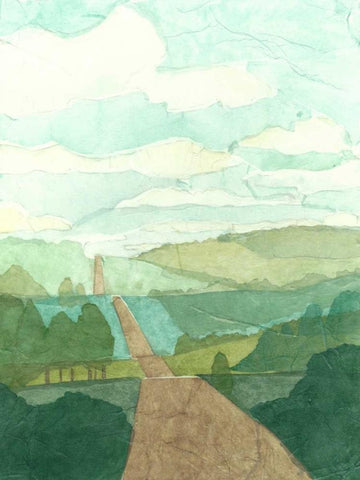 Countryside Collage II White Modern Wood Framed Art Print with Double Matting by Meagher, Megan