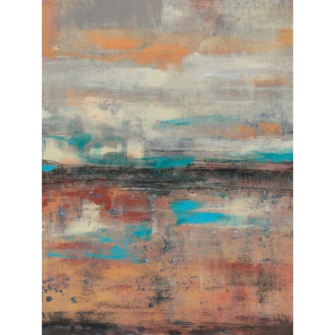 Teal Sunset I White Modern Wood Framed Art Print by Goldberger, Jennifer