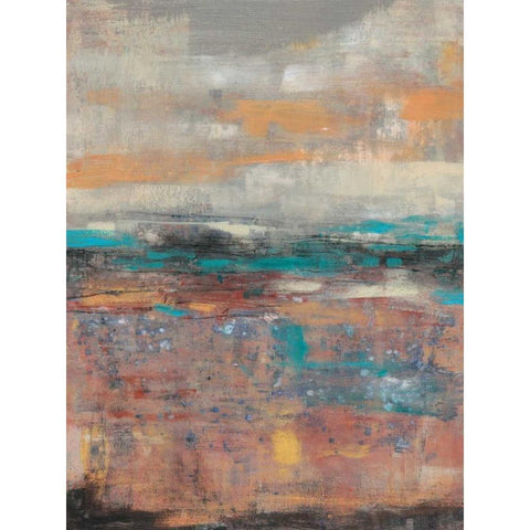 Teal Sunset II Black Modern Wood Framed Art Print with Double Matting by Goldberger, Jennifer
