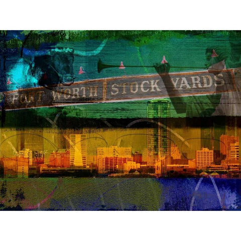 Ft. Worth Collage White Modern Wood Framed Art Print by Jasper, Sisa