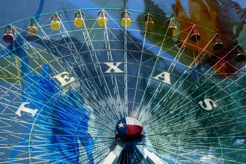 Texas Ferris Wheel White Modern Wood Framed Art Print with Double Matting by Jasper, Sisa