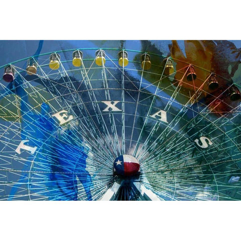 Texas Ferris Wheel Black Modern Wood Framed Art Print by Jasper, Sisa