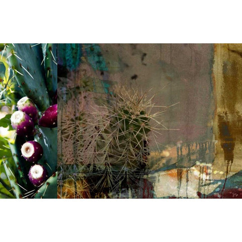 Texas Cactus Collage Gold Ornate Wood Framed Art Print with Double Matting by Jasper, Sisa