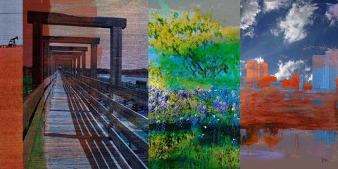 Fort Worth Collage I White Modern Wood Framed Art Print with Double Matting by Jasper, Sisa