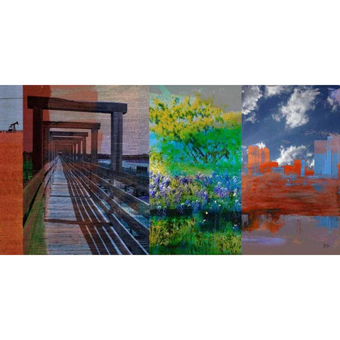 Fort Worth Collage I Black Modern Wood Framed Art Print with Double Matting by Jasper, Sisa