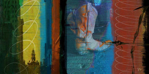 Boot Collage White Modern Wood Framed Art Print with Double Matting by Jasper, Sisa