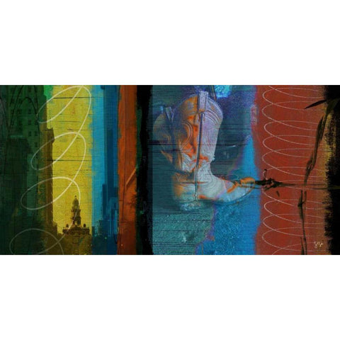 Boot Collage Black Modern Wood Framed Art Print with Double Matting by Jasper, Sisa