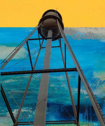 Water Tower Abstract White Modern Wood Framed Art Print with Double Matting by Jasper, Sisa